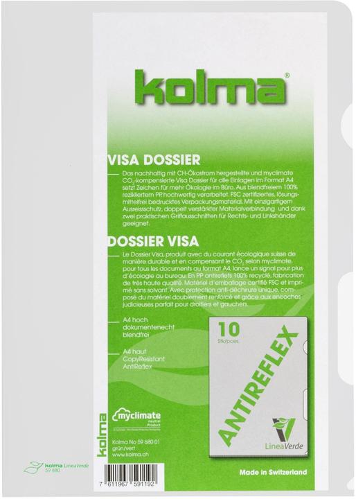 Produktbild Kolma Sichtmappe LineaVerde A4 Recycling genarbt strong farblos (A4, 10x)