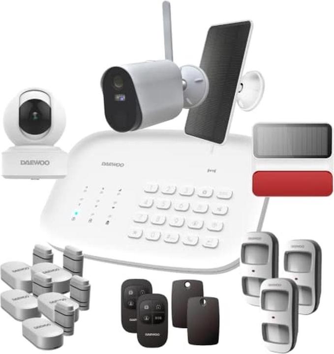 Daewoo Family Wireless Home Alarm with Pet Detection, Solar Siren, 2 Cameras, Alexa & Google Compatible