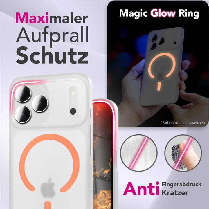 Produktbild Nalia MagSafe Cover "Thinix Glow" - 0,3mm Extrem Dünn, Leuchtender Magnet Ring - Ultra-Slim Hard Case (Apple iPhone 17 Pro)