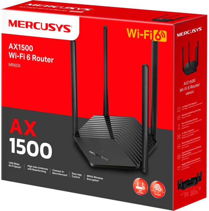Immagine prodotto Mercusys Router AX1500 Dual-Band Wi-Fi 6 300 Mbps a 2,4 GHz + 1201 Mbps a 5 GHz