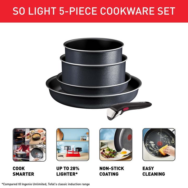 Productafbeelding Tefal Ingenio So Light Pannenset - 5-delig - Inductie (L7239523) (Kookpotten en pannenset, Aluminium)