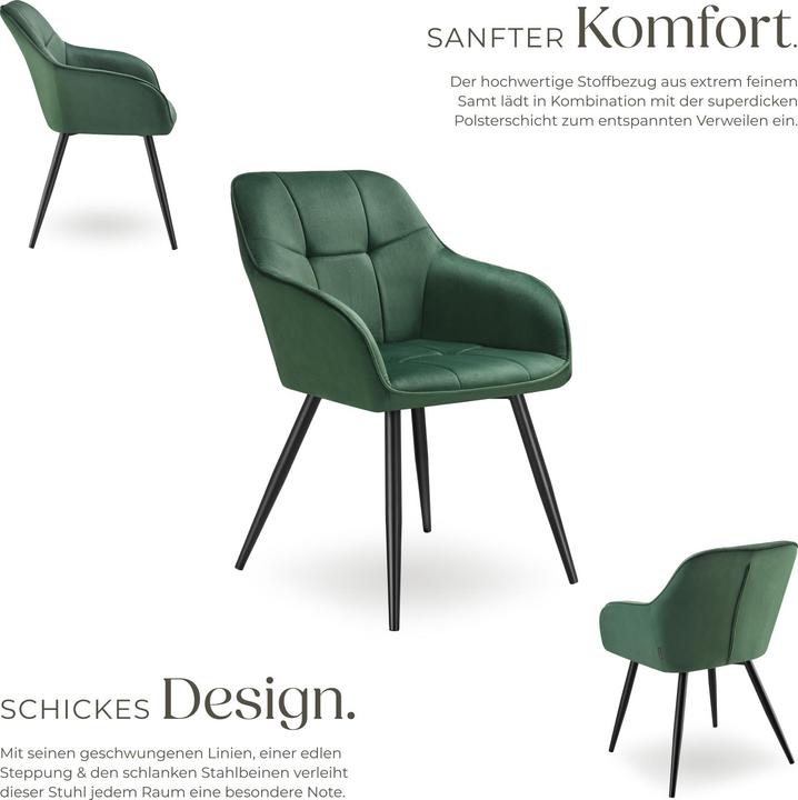 Actual product image tectake chair Marilyn, velvet look, quilted