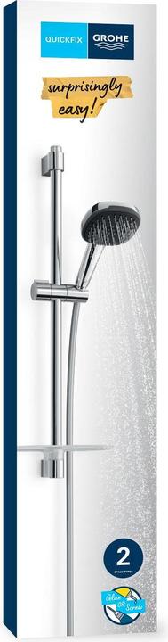 Produktbild Grohe Vitalio Comfort 110 QuickFix Brausestangenset, kleben oder bohren, Länge 600mm, inkl. Duschablage, 2