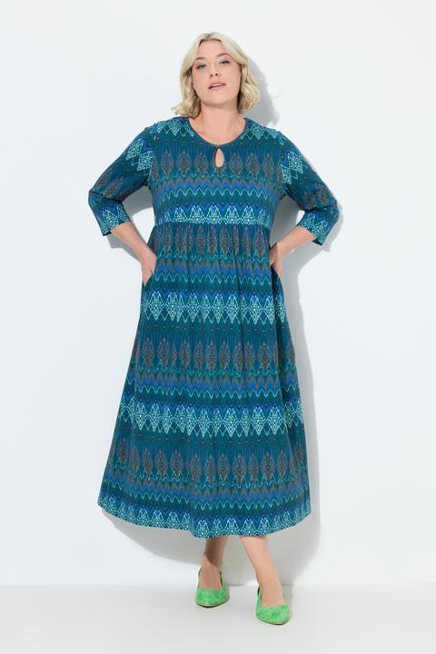Image du produit Ulla Popken Robe en jersey, coupe évasée. Manches 3/4. Encolure à découpe en forme de goutte (54)