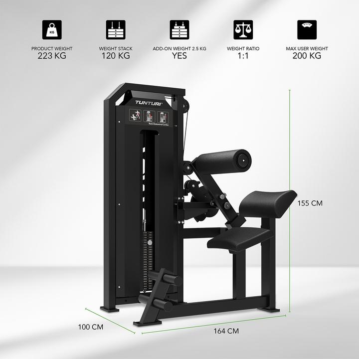 Image du produit Tunturi Platinum Dual Back/Abdominal Combo Appareil pour abdominaux et dos avec empilement de poids
