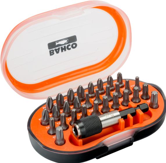 Actual product image Bahco 1/4" bit set for Phillips, Pozidriv and TORX screws 42 mm × 65 mm × 110 mm - 31 pieces (Cross Phillips PH, Cross Pozidriv PZ, Torq)