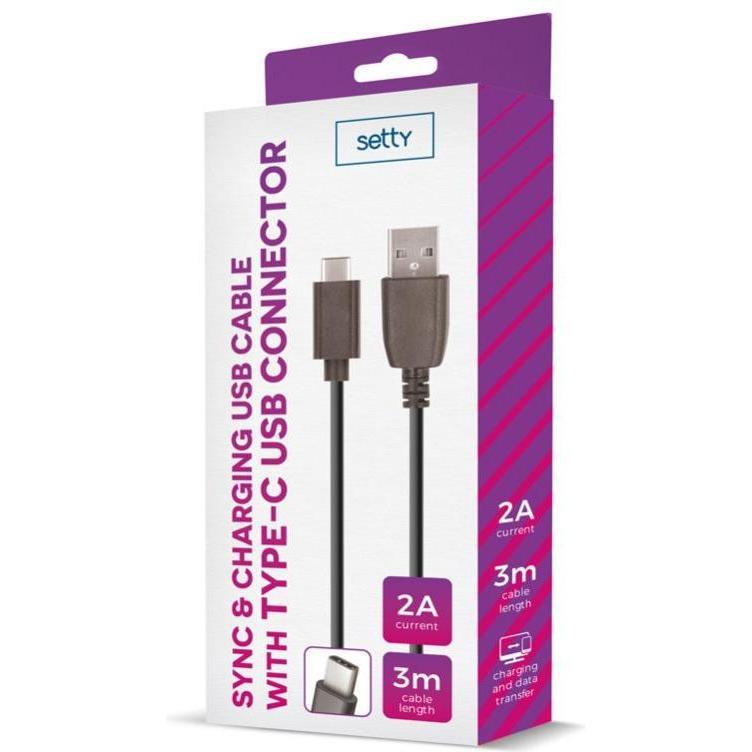 Setty Cavo USB 3m 2A tipo-C (3 m), Cavo USB
