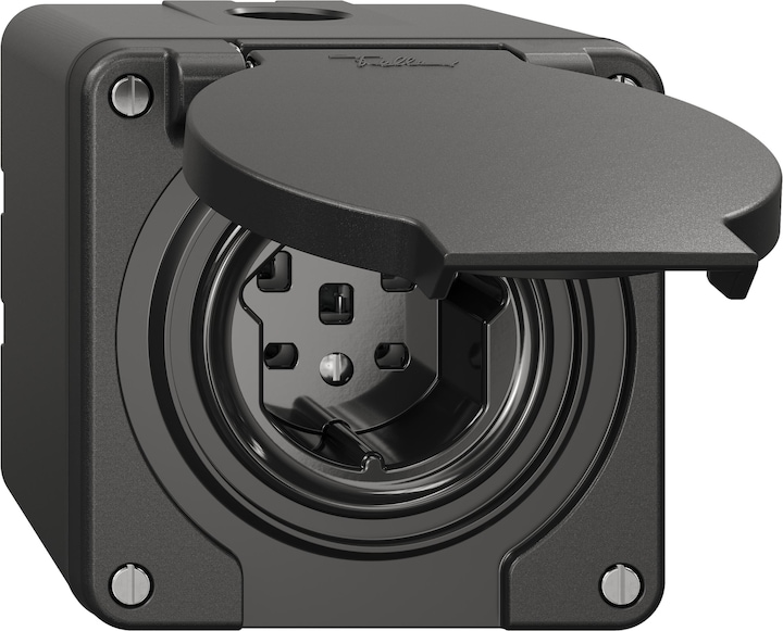 Produktbild Feller Steckdose Typ 25 nass IP55/21 schwarz