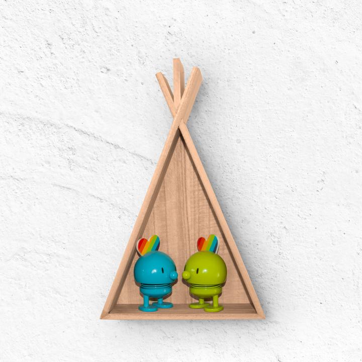 Image du produit Natura Punto Lot de 2 étagères en bois en forme de tipi, 18,5 x 29,3 cm, 30 x 46 cm