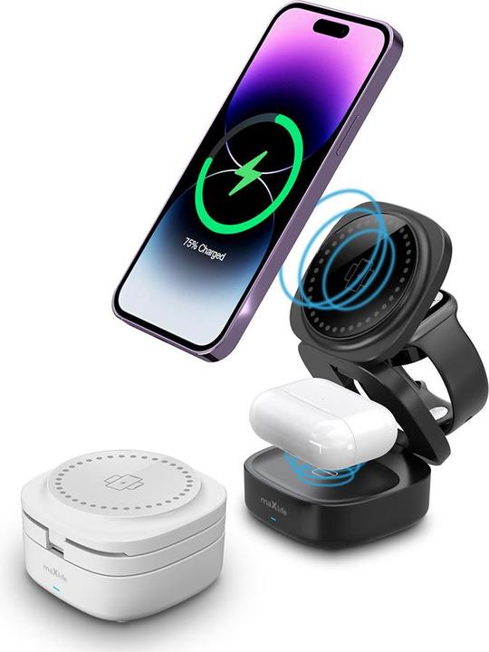 Actual product image Maxlife MXWC-06 magnetic wireless charger 15W white 3in1 (15 W)