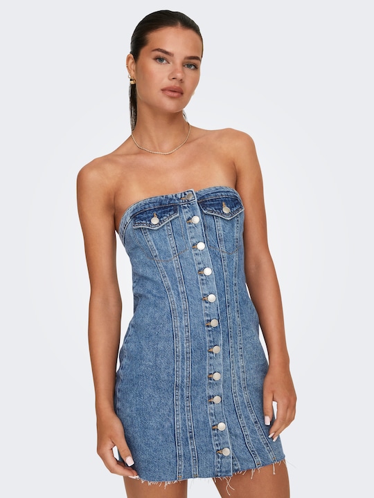 Produktbild Only Eng anliegend Trägerlos Kurzes Kleid Jeanskleid (S)