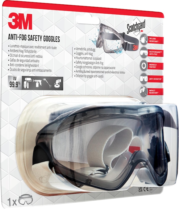Actual product image 3M Scotchgard anti-fog safety goggles