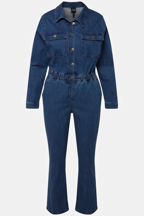 Immagine prodotto Ulla Popken Tuta intera di jeans con collo da camicia e maniche lunghe (52)