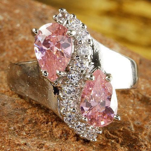 Produktbild Hermex versilberter Ring mit Rosa Saphir / Zirkonia - Gr. 60 / Size 9 (60)