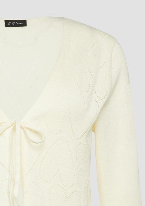 Produktbild s.Oliver Strickjacke Feinstrick-Jacke mit Herz-Ajourmuster und Bindeband (36)