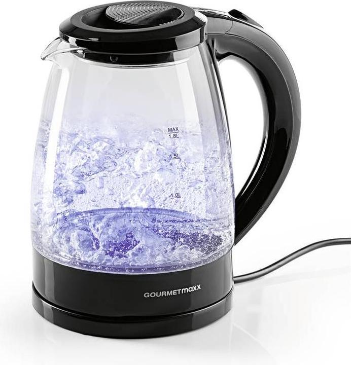 Gourmetmaxx Glas–Wasserkocher, 1,8 Liter, LED–Beleuchtung (1.80 l)
