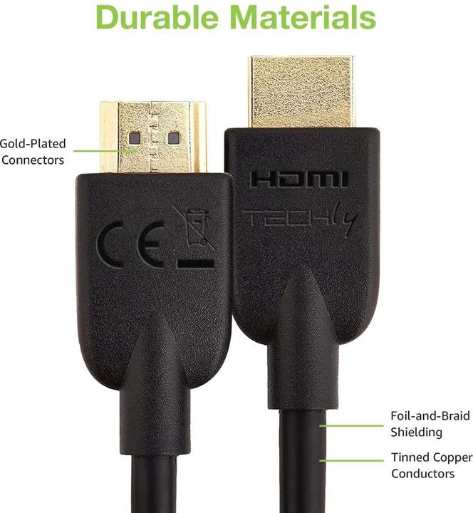 Actual product image Techly HDMI 4K 60Hz High Speed Connection Cable with Ethernet black 1m (1 m)