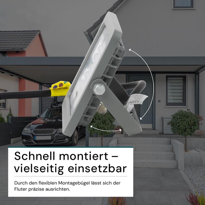 Produktbild Luxula LED-Fluter, EEK: F, 20W, 1800lm, 4000K, IP65, grau (1800 lm, IP65)