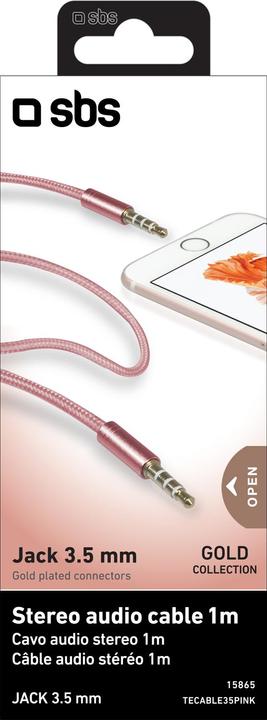 Actual product image SBS Audio stereo cable 3,5mm jack Gold Collection for mobile and smartphones (1 m, 3.5mm jack (AUX))