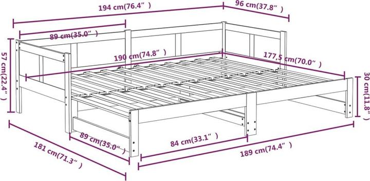 Image du produit vidaXL Ausziehbares Tagesbett (90 x 190 cm)