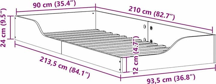 Image du produit vidaXL Plattformbett (90 x 210 cm)