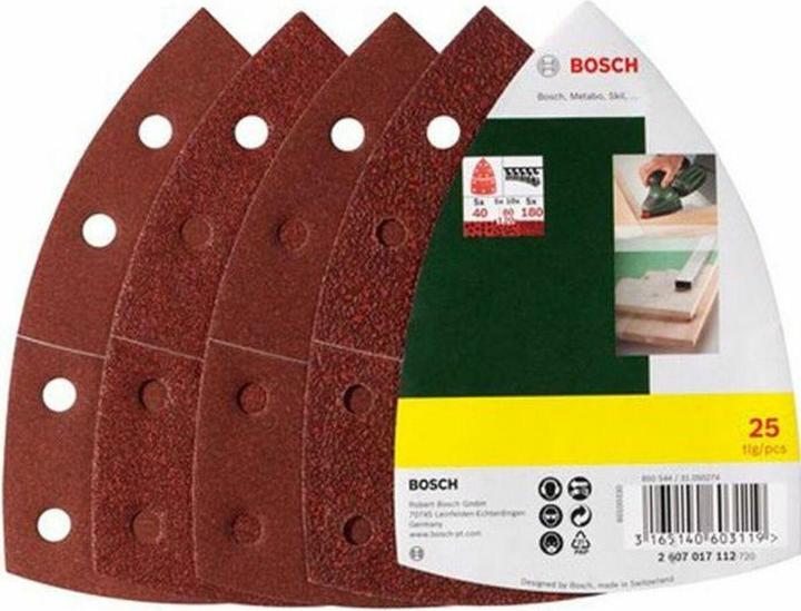 Actual product image Bosch Zubehör Sanding sheet set for multi-sander, 25-piece, 11 holes, 102 x 62 mm, 40 - 180 (40, 80, 120, 180)