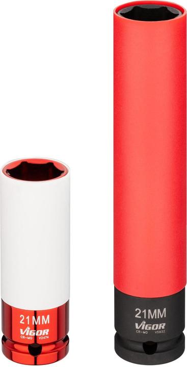 Produktbild Vigor Schlagschrauber Steckschlüsseleinsatz ∙ V2474 ∙ Vierkant12,5 mm (1/2 Zoll) ∙ Aussen Sechskant … (21 mm)