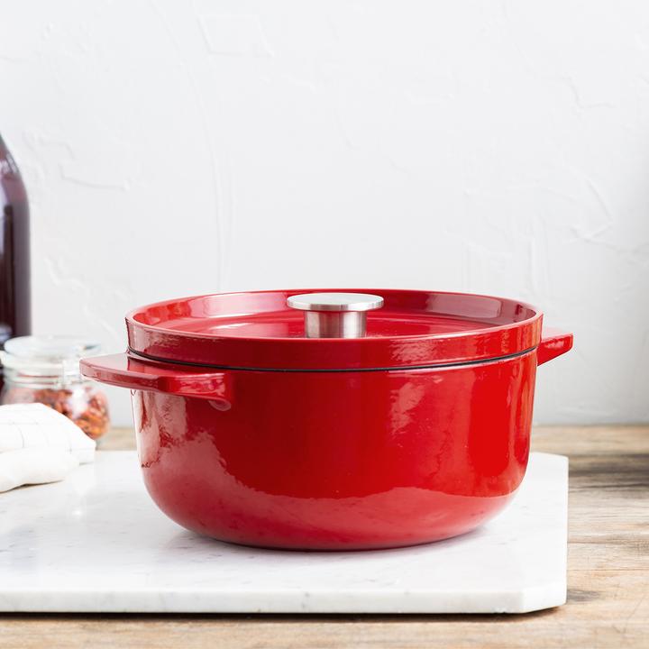 Produktbild KitchenAid braadpan 22cm - gemailleerd gietijzer - keizer rood - rond (Bräter + Schmortopf, Gusseisen)