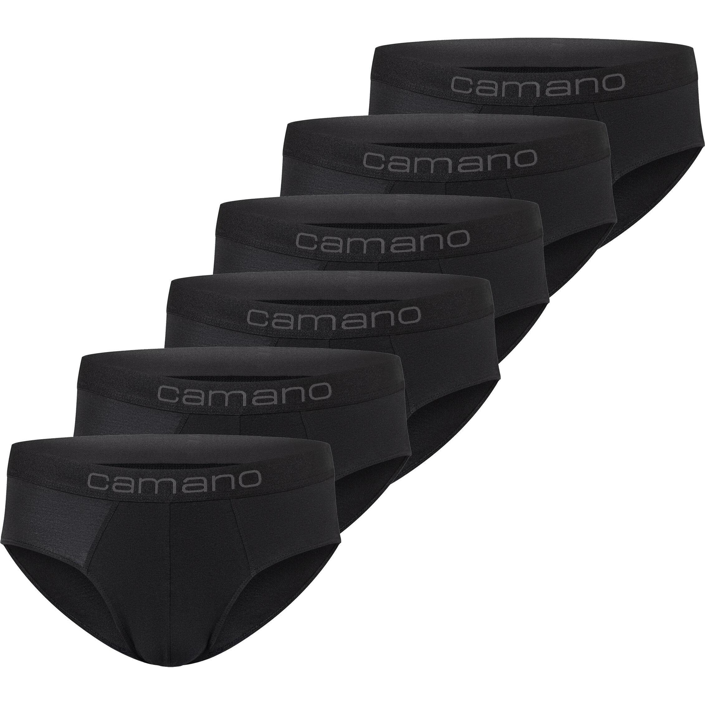 Camano, Herren, Unterhosen, Men comfort BCI cotton Slips 6p in Box, Schwarz, (L, 6er Pack)