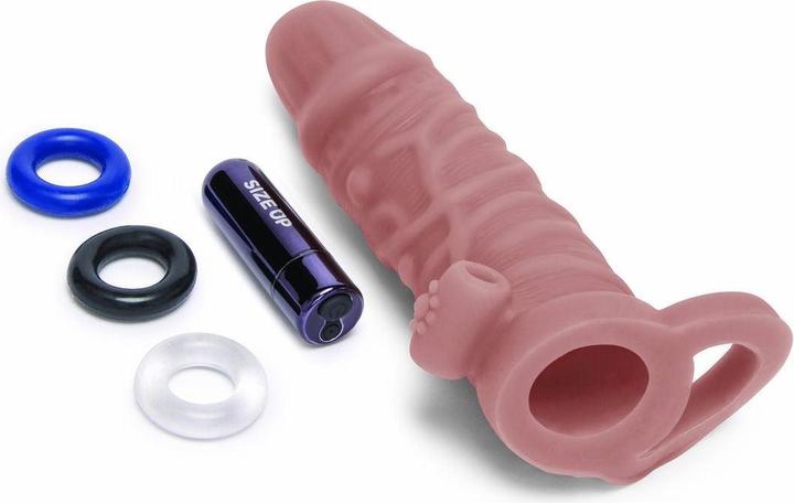 Image du produit Sizeup size up silicone vibrating realistic penis extender with ball loop tan