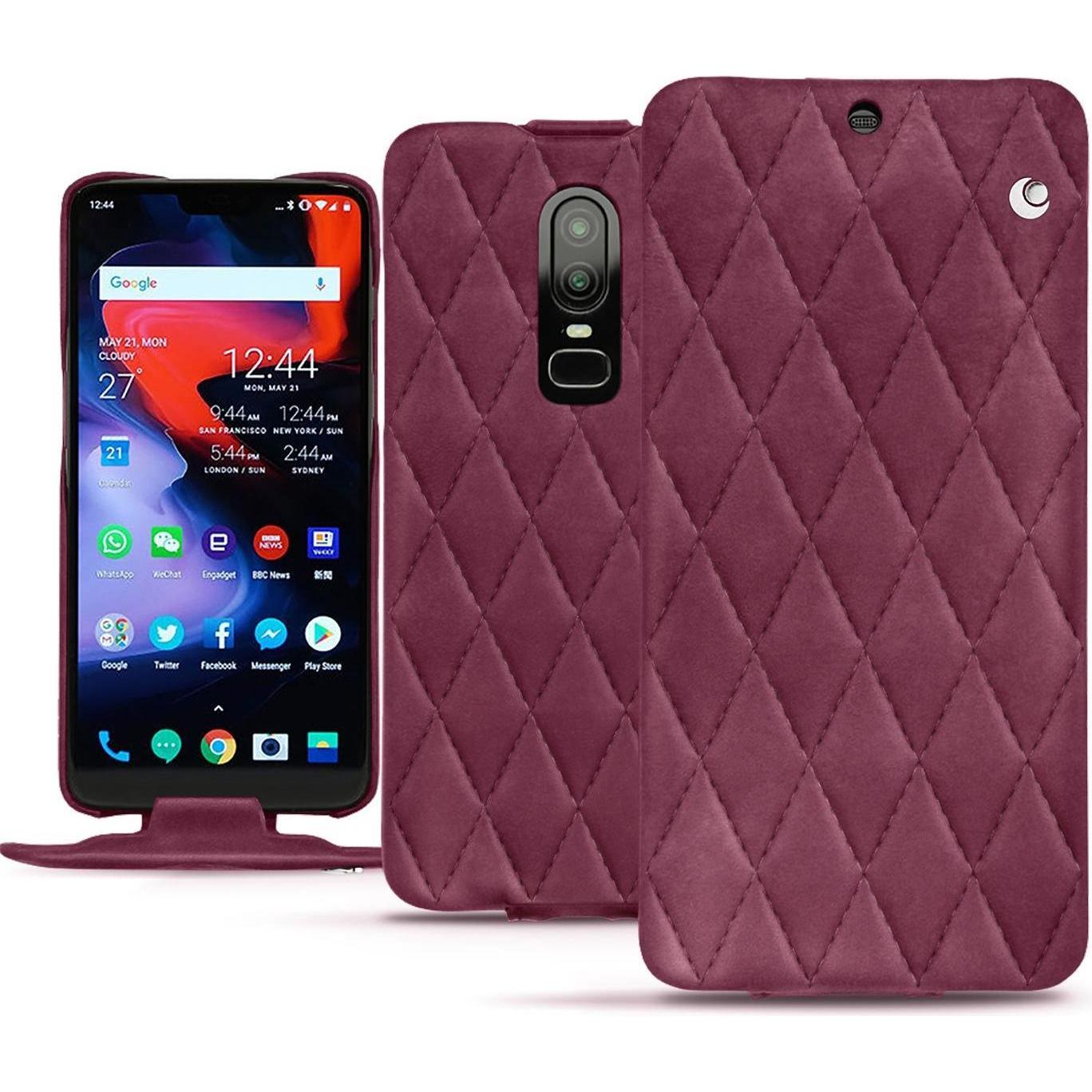 Noreve Lederschutzhülle vertikal (OnePlus 6), Smartphone Hülle, Violett