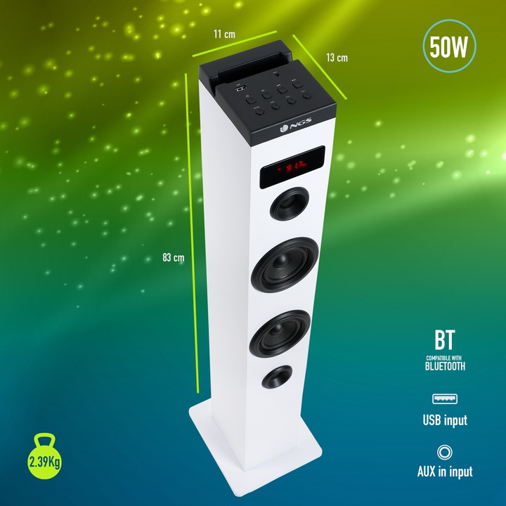 Actual product image NGS SKY CHARM Home Audio Micro System 50 W White