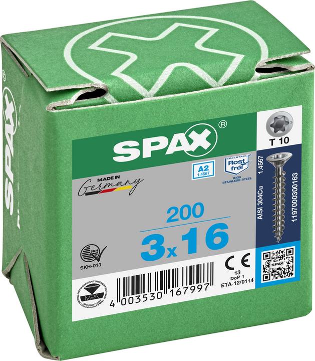 Actual product image Spax A2 Countersunk Head Brake Pads T-Star Plus T10 Fully Threaded (200 Screws per piece)