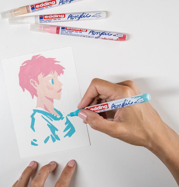 Produktbild Edding Acrylmarkeretui 5ST Manga sortiert (Warmbeige, edel mauve, Verkehrsweiss, Schwarz, opulent türkis, 2 mm, 5 x)