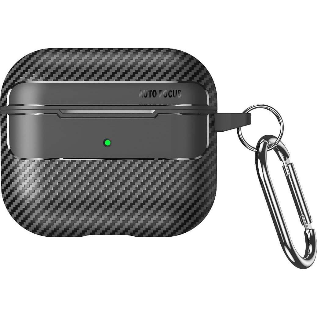 Cover-Discount Airpods Pro / 3 - Silikoncase Carbon Look schwarz (Kopfhörer Tasche), Kopfhörertasche + Schutzhülle, Schw...
