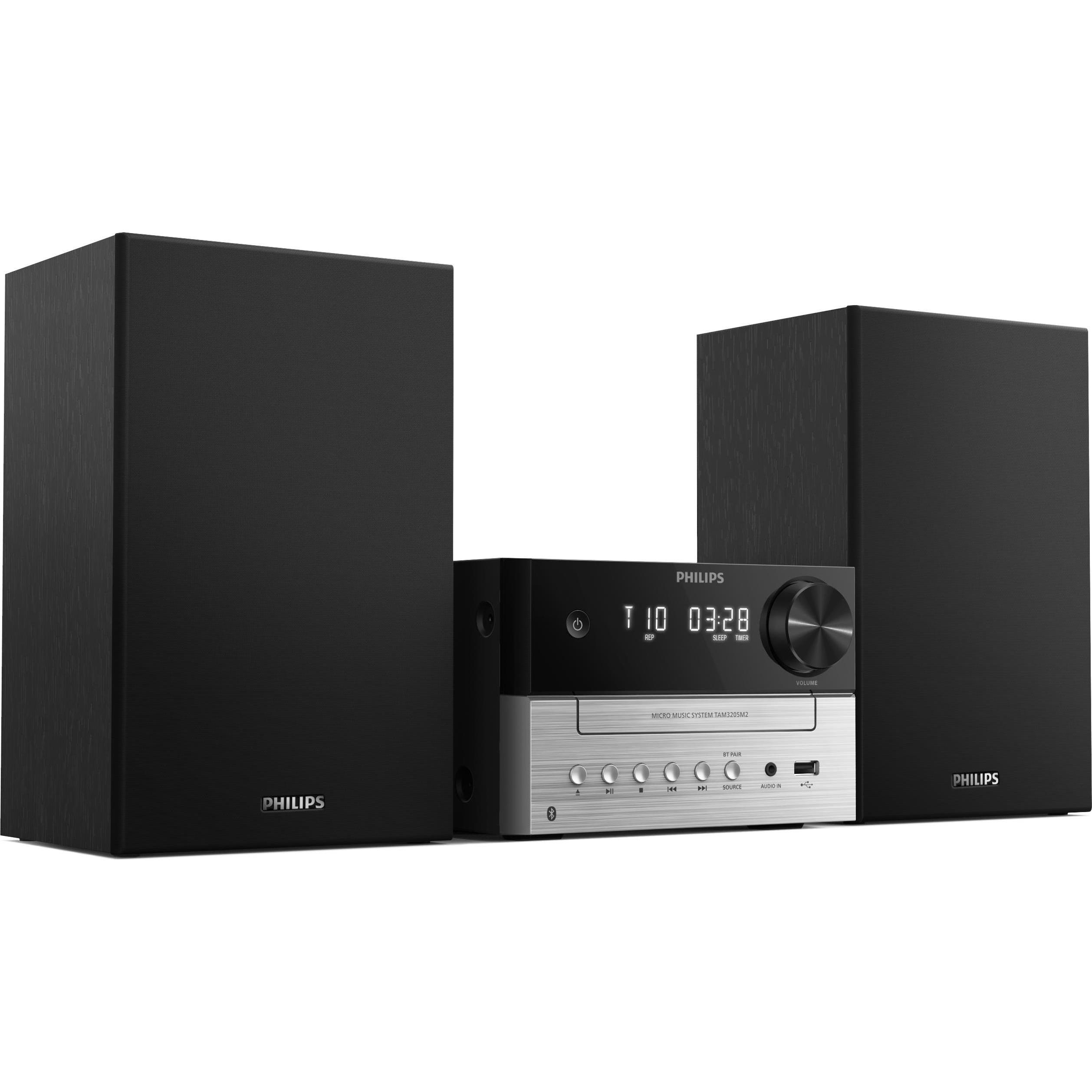 Philips TAM3205M2/12 (Bluetooth, CD Player, 1x 20 W), Stereoanlage, Silber, Schwarz