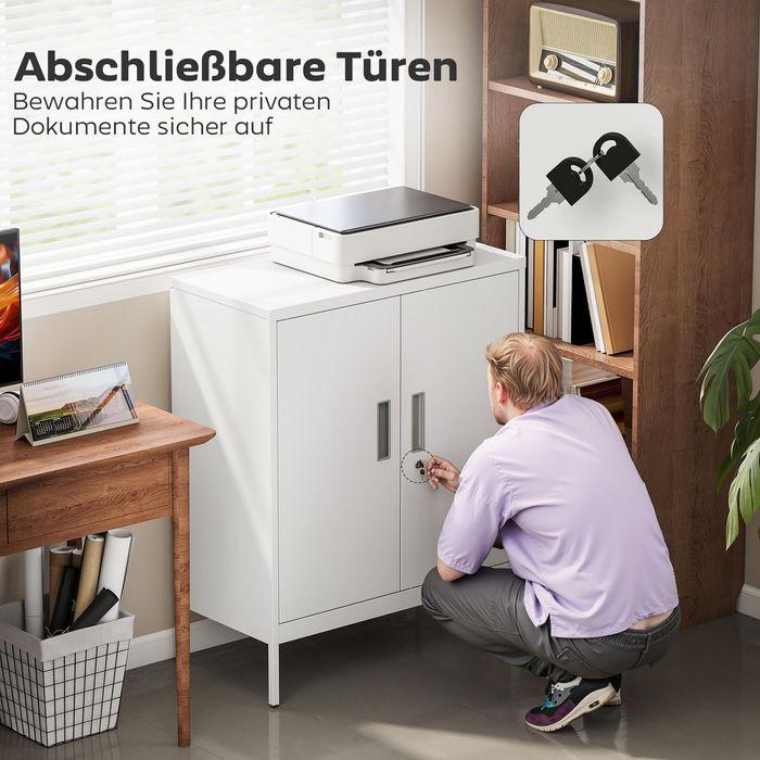 Produktbild Swisshandel24 Aktenschrank, abschliessbar, 2 Türen, verstellbare Regale, Weiss (80 x 40 x 100 cm)