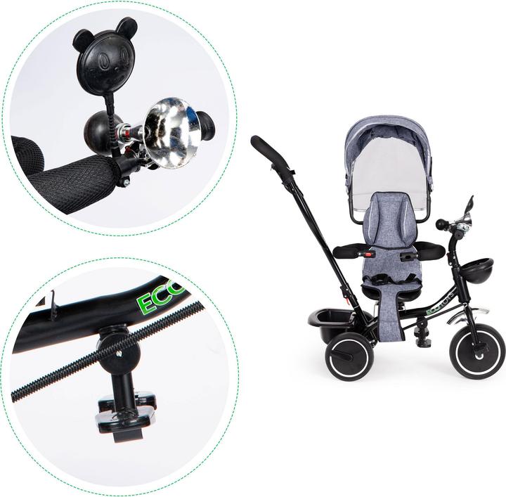 Actual product image EcoToys Dreirad mit Schüttler und Führungsstange grau