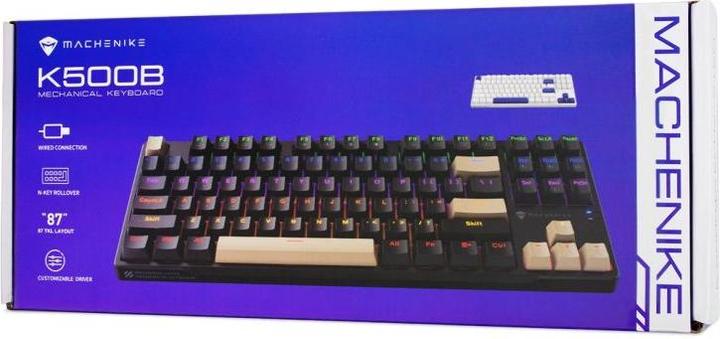 Produktbild Machenike Klawiatura gamingowa K500B-B87 przewodowa mechaniczna podświetlana Red Switch - biała (US, Kabelgebunden)