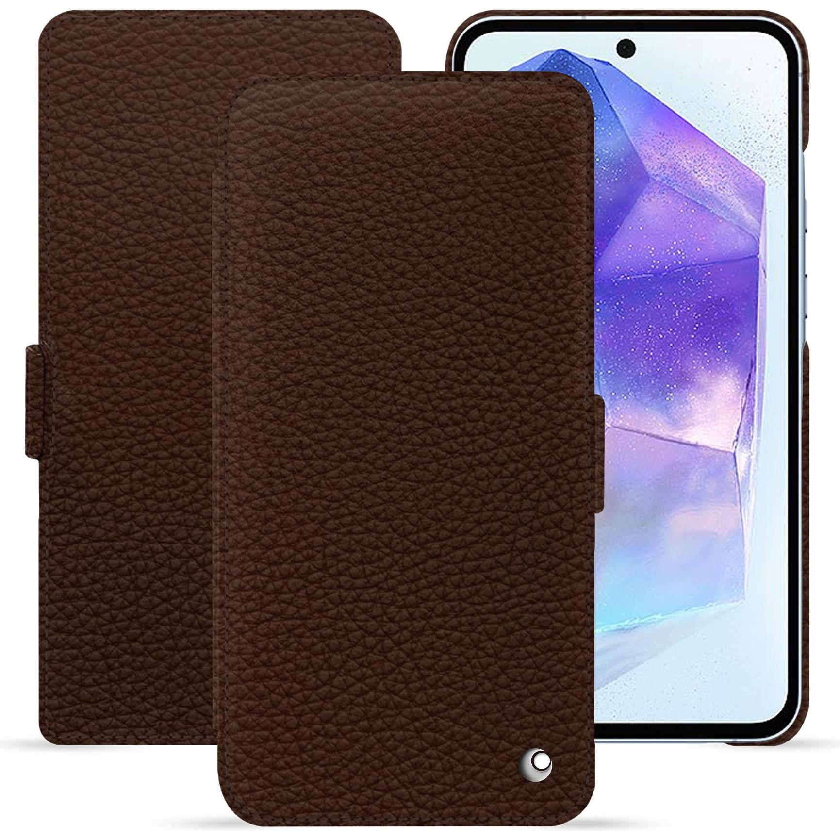 Noreve Lederschutzhülle horizontal (Samsung Galaxy A55), Smartphone Hülle, Braun
