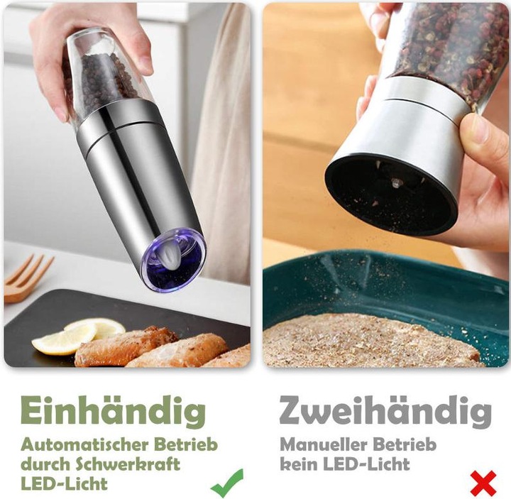 Produktbild Hermex Elektrische Pfeffermühle automatische Gewürzmühle elektronische Mühle (Salz, Pfeffer)