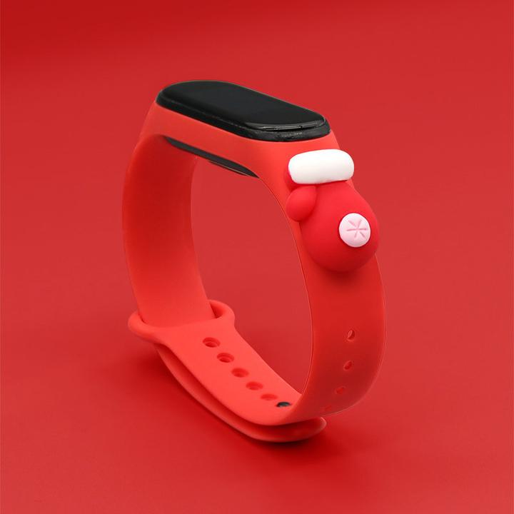 Actual product image Hurtel Strap Xmas Wristband for Xiaomi Mi Band 6 / Mi Band 5 Christmas Silicone Strap Bracelet Red (Glove) (Plastic)