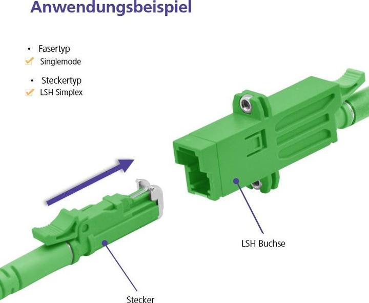 Produktbild Helos fiber optic cable E2000® APC / E2000® APC (LSH) double sided 9/125 OSm OS2 yellow 5.0 m (S/UTP, CAT6a, 5 m)