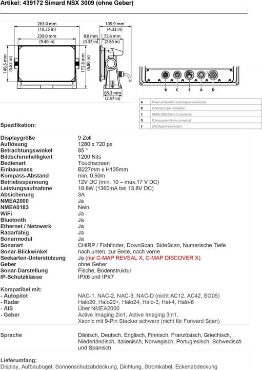 Immagine prodotto Simrad Display multifunzione NSX (9")