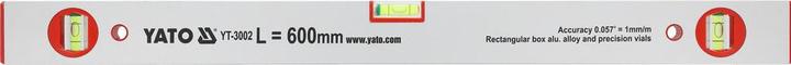 Actual product image Yato POZIOMNICA ALUMINIOWA 600mm, 3- LIBELE, SREBRNA 3002