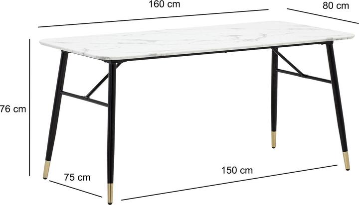Actual product image FineBuy Dining room table Marble look white Dining table Kitchen table Dining room table (160 x 80 x 76 cm)