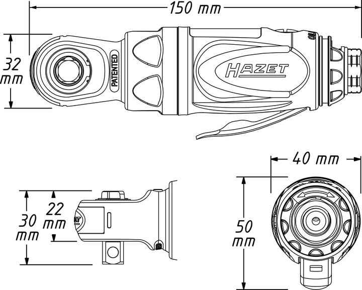 Produktbild HAZET Mini Ratschenschrauber 9021P-2 ∙ Vierkant 10 mm (3/8 Zoll) (3/8")