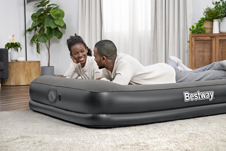 Actual product image Bestway Tritech Queen Air Mattress with Built-in USB Pump 2.03 m x 1.52 m x 36 cm