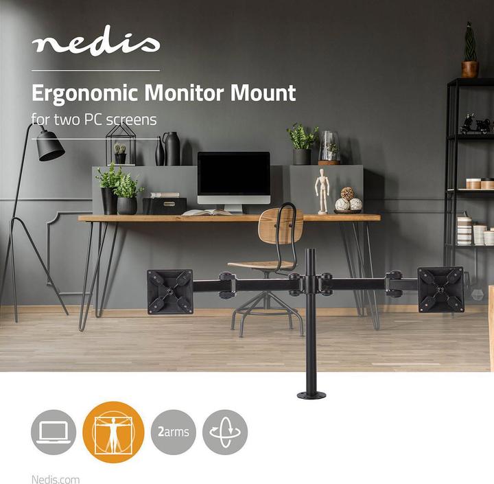 Actual product image Nedis Dual monitor mount - table mount for 14 to 24 inch two (Table, 24.02")