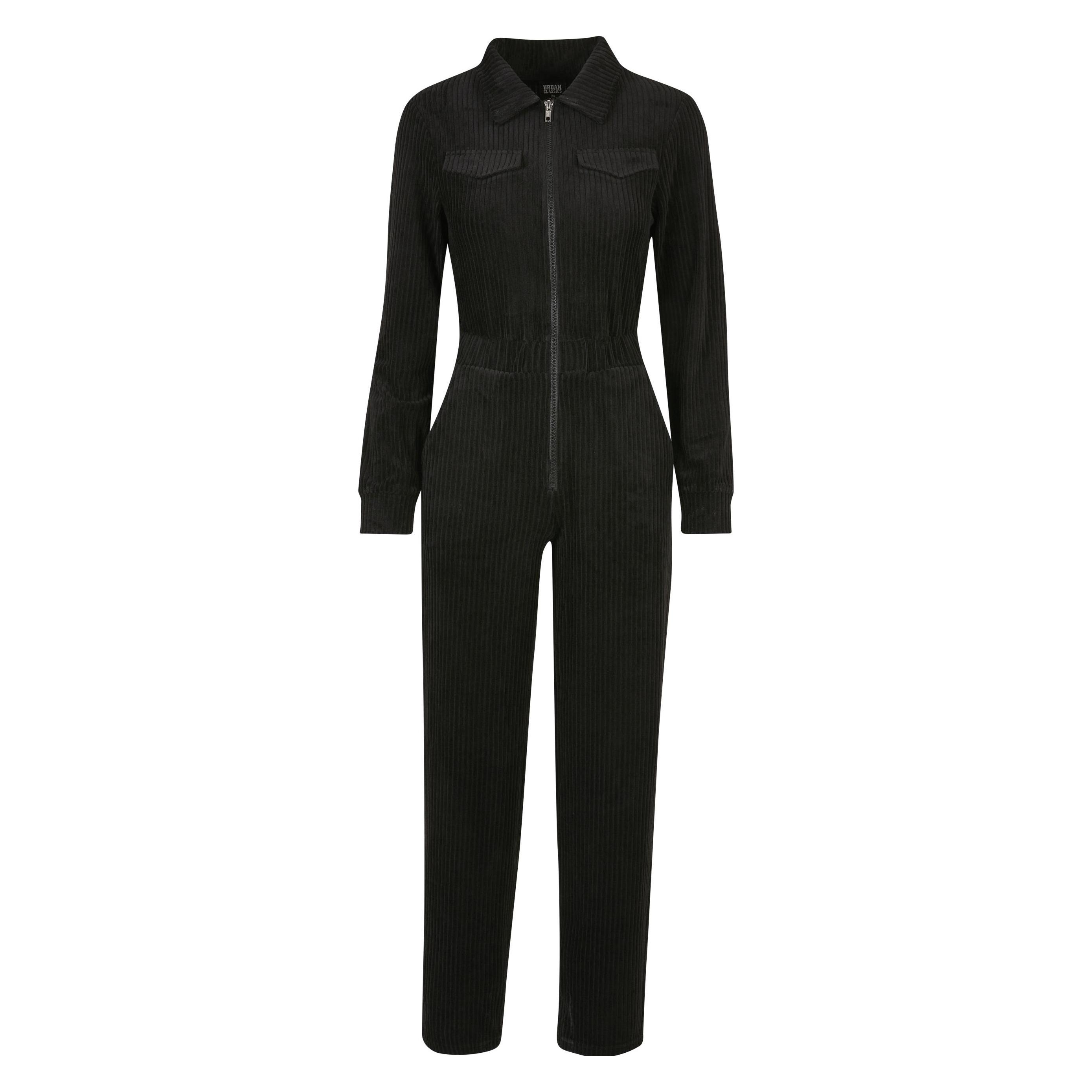 Urban Classics, Damen, Jumpsuits, Ladies Velvet Rib Boiler Suit - 19945, Schwarz, (4XL)